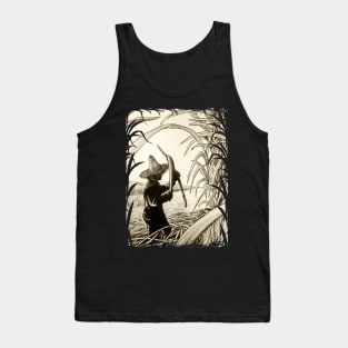 Worker Cutting Sugar Cane Pencil Hand Drawing Vintage Style Tank Top